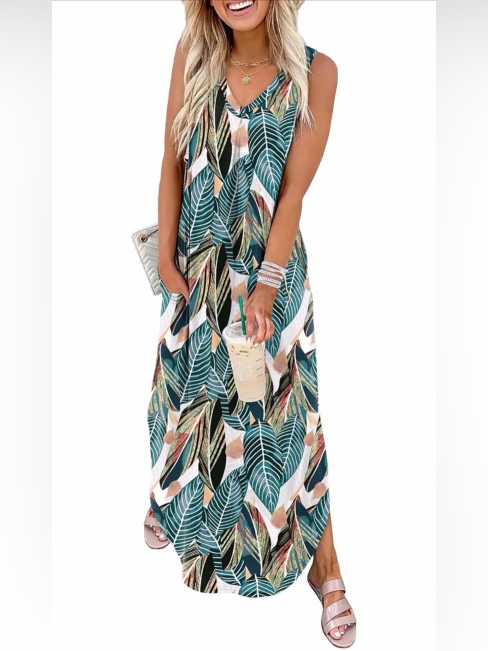 🆕Sleeveless V-Neck Maxi Dress with Pockets